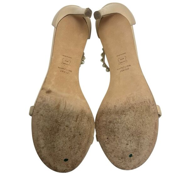 Stuart Weitzman Nudist Pearls Ankle Strap Sandals Heels Nude Size 10 (MSRP $455) - Picture 12 of 12